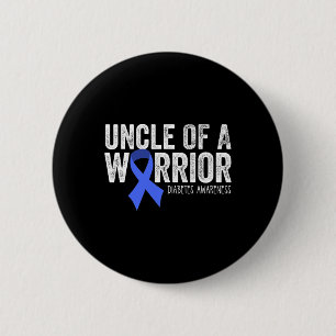 Uncle Of A Warrior T1d Kid Diabetic Blue Ribbon Su 2 Inch Round Button