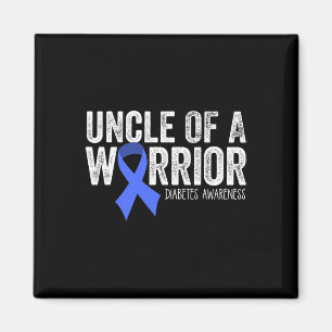 Uncle Of A Warrior T1d Kid Diabetic Blue Ribbon Su Magnet