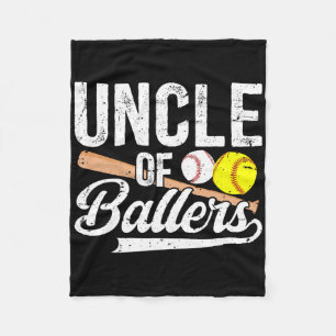 Uncle Of Ballers Baseball Softball Uncle Fleece Blanket