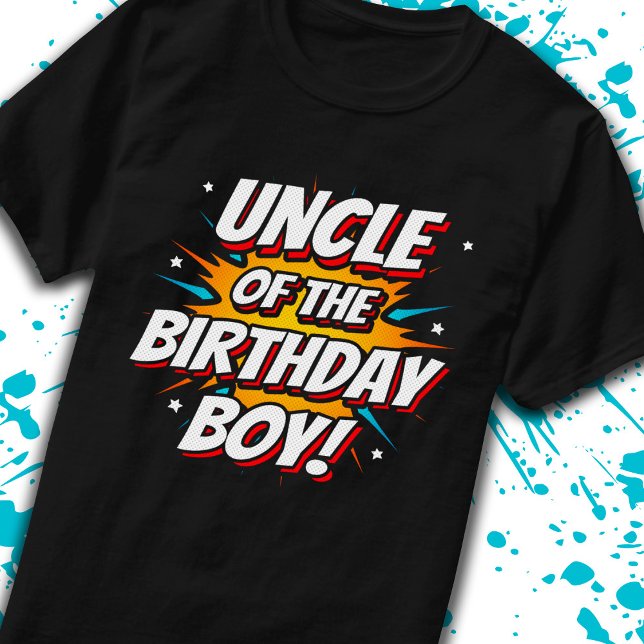 Uncle of Birthday Boy Superhero Comics Comic Party T-Shirt (Creator Uploaded)