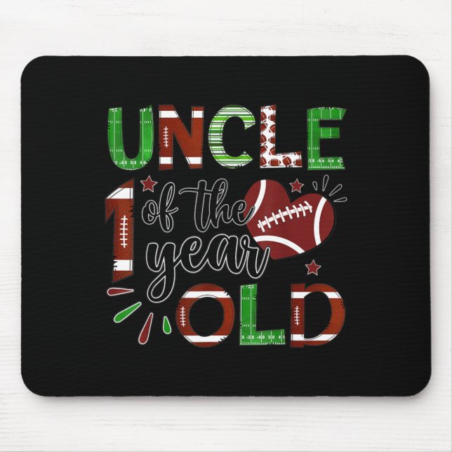 Uncle Of The 1 Year Old Football 1st Birthday Boy  Mouse Pad (Front)