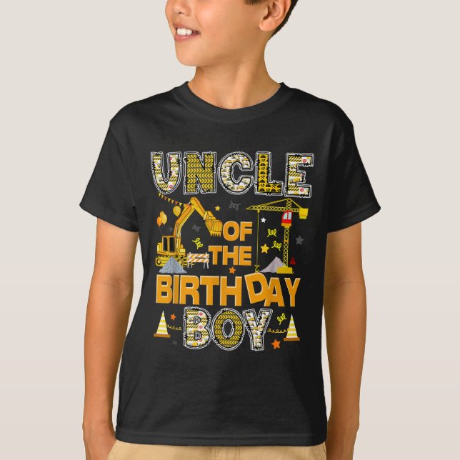 Uncle Of The Birthday Boy Construction Worker T-Shirt (Front)