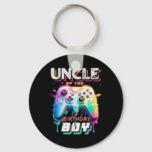 Uncle Of The Birthday Boy Matching Video Game Birt Keychain