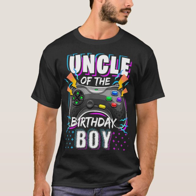 Uncle of the Birthday Boy Matching Video Game Birt T-Shirt (Front)