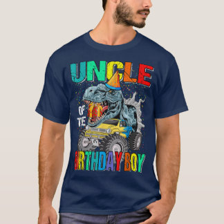 Uncle Of The Birthday Boy Monster Truck Dinosaur  T-Shirt
