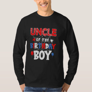 Uncle Of The Birthday Boy Spider Theme Party Kids T-Shirt