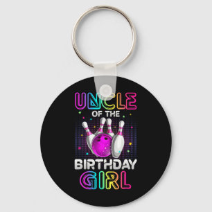 Uncle Of The Birthday Girl Bowler Kid Bowling Part Keychain