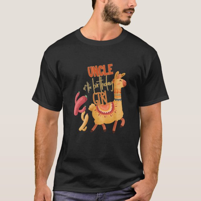 Uncle Of The Birthday Girl Llama Theme Matching Fa T-Shirt (Front)