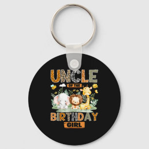 Uncle of the birthday girl safari jungle wild keychain
