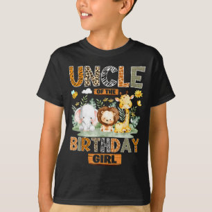 Uncle of The Birthday Girl Safari le Wild Animals T-Shirt