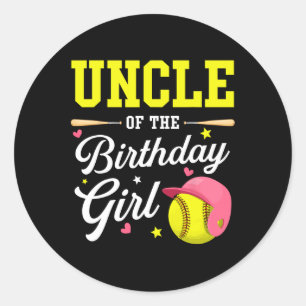 Uncle Of The Birthday Girl Softll Player Theme B-d Classic Round Sticker