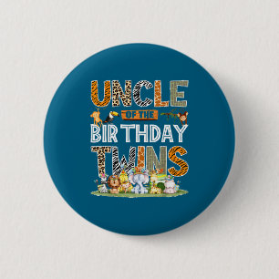 Uncle Of The Birthday Twins Jungle Safari Birthday 2 Inch Round Button
