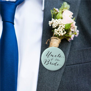 Uncle of the Bride Script Baby Blue Wedding Party 2 Inch Round Button