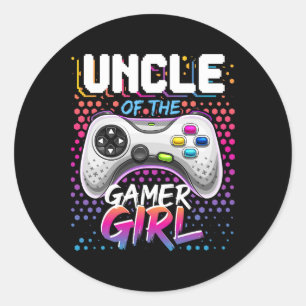 Uncle Of The Gamer Girl Matching Video Game Birthd Classic Round Sticker