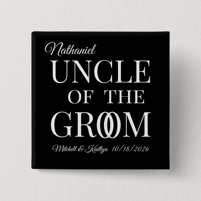 Uncle of the Groom Wedding 2 Inch Square Button (Front)