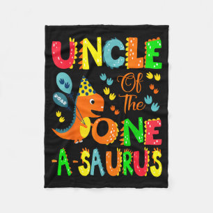 Uncle Of The One-a-saurus 1st Birthday Boy Dinosau Fleece Blanket