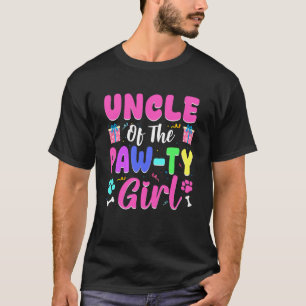 Uncle Of The Paw-ty Girl Dog Theme Family Bday Mat T-Shirt