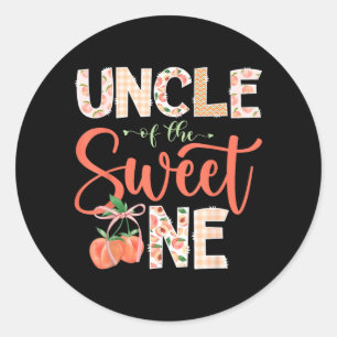 Uncle of The Sweet One Peach 1st Birthday Girl Classic Round Sticker