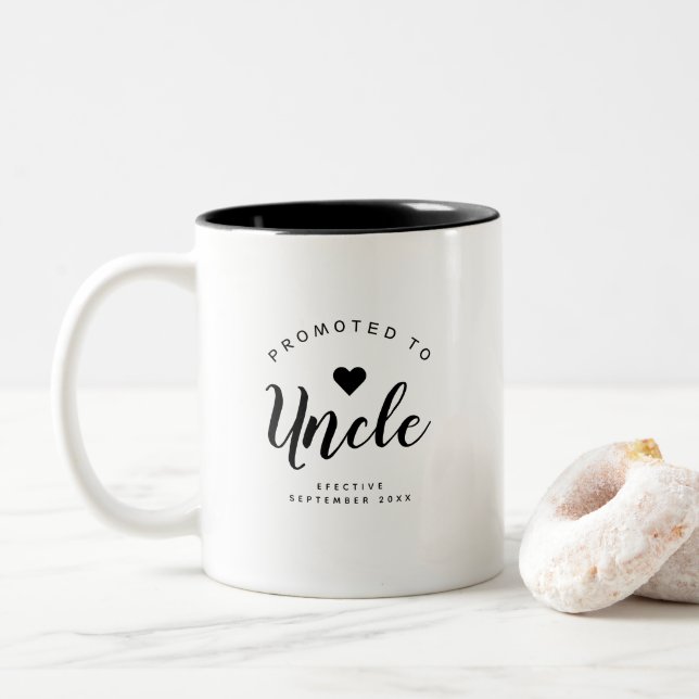 Uncle | Personalized New Baby Announcement Two-Tone Coffee Mug (With Donut)