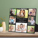 Uncle Photo Collage Black Plaque<br><div class="desc">Give the world's best uncle a custom 8 photo collage plaque featuring 8 photos of his nieces and nephews, their names and "World's Best Grandpa" in elegant white typography.</div>