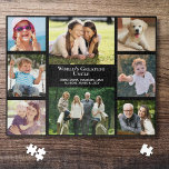 Uncle Photo Collage Jigsaw Puzzle<br><div class="desc">Give the world's best uncle a fun custom photo collage jigsaw puzzle that he will treasure and enjoy for years. You can personalize with 8 family photos of nieces, nephews, family, etc., customize whether he is called "Uncle, " "Tio, " etc., and add names in white typography on a black...</div>