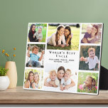 Uncle Photo Collage Plaque<br><div class="desc">Give the best uncle ever a custom 8 photo collage plaque featuring 8 photos of his nieces and nephews, their names and "World's Best Grandpa" in elegant typography.</div>