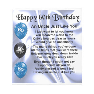 Uncle poem - 60th Birthday Notepad