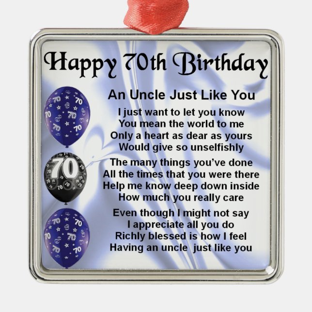 Uncle Poem - 70th Birthday Metal Ornament (Front)