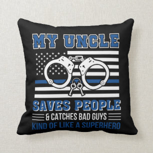 Uncle Police Save People Catches Bad Guy Throw Pillow