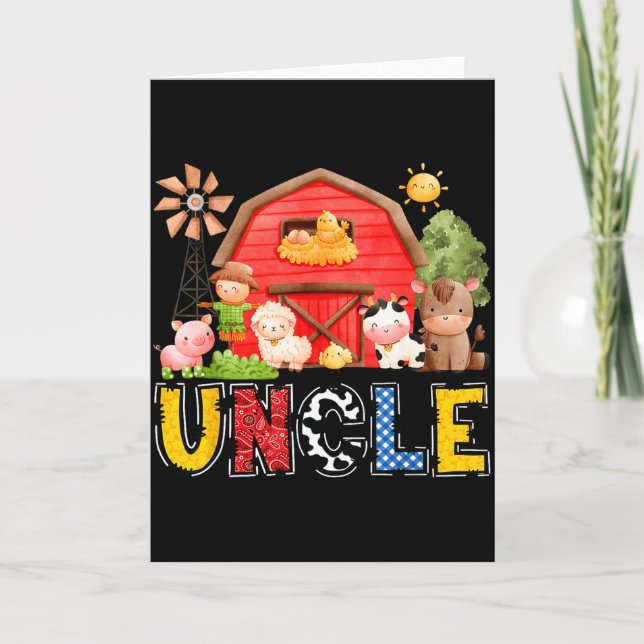 Uncle Red Farm Cow Birthday Boy Matching Family Pa Card (Front)