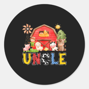 Uncle Red Farm Cow Birthday Boy Matching Family Pa Classic Round Sticker