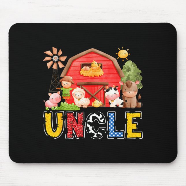 Uncle Red Farm Cow Birthday Boy Matching Family Pa Mouse Pad (Front)