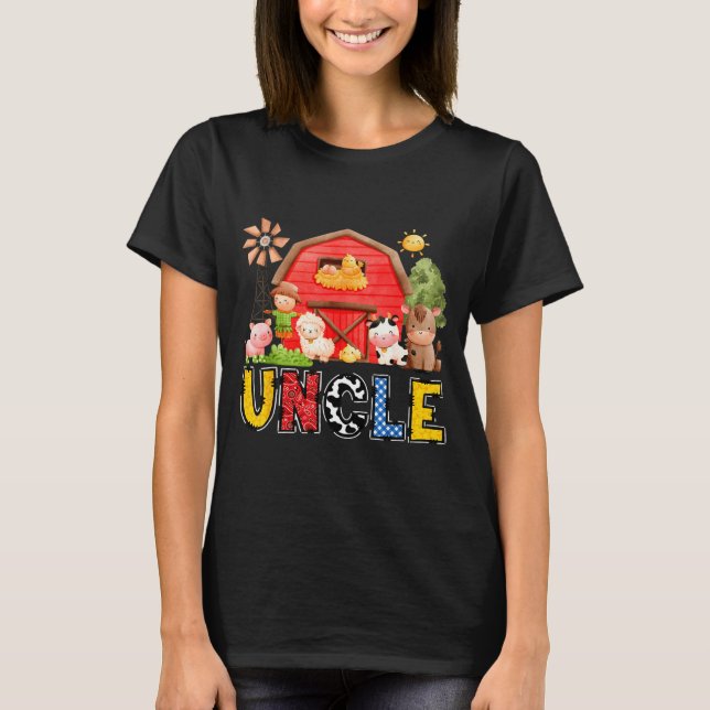 Uncle Red Farm Cow Birthday Boy Matching Family Pa T-Shirt (Front)