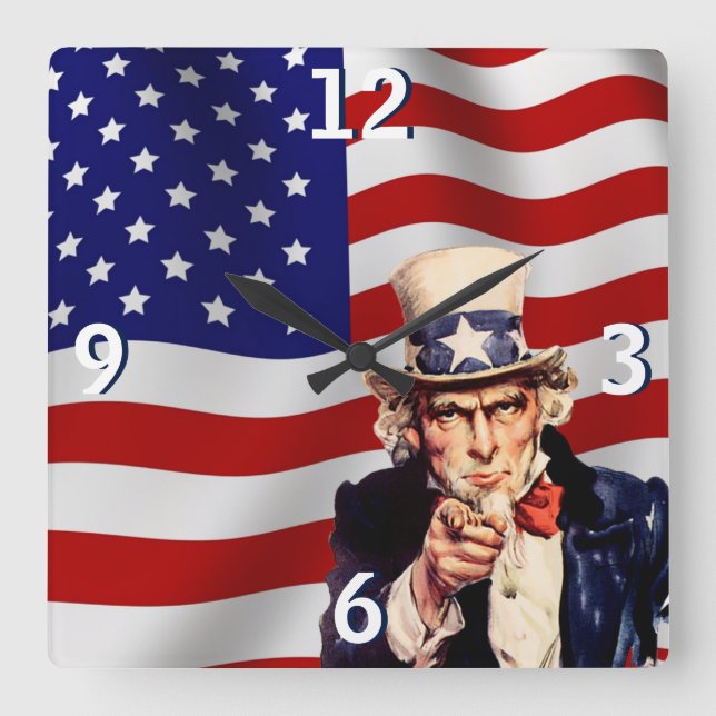 Uncle Sam 1 Square Wall Clock (Front)