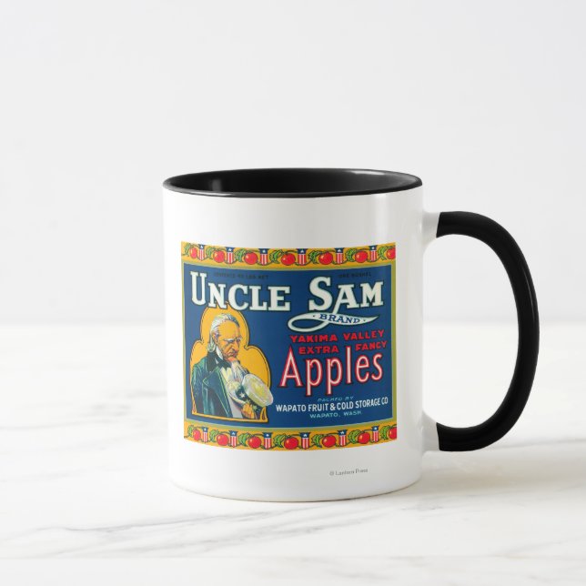 Uncle Sam Apple Label (blue) - Wapato, WA Mug (Right)