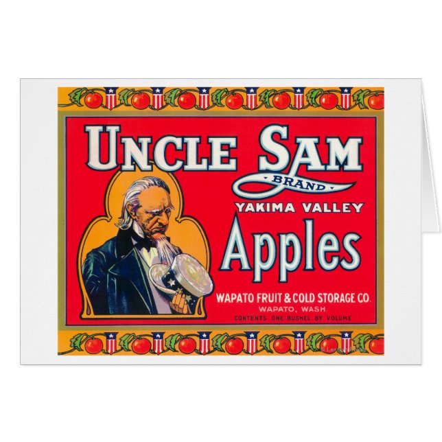 Uncle Sam Apple Label (red) - Wapato, WA (Front Horizontal)
