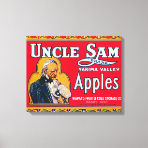 Uncle Sam Apple Label (red) - Wapato, WA Canvas Print