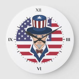 Uncle Sam cartoon Large Clock