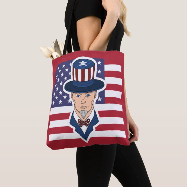 Uncle Sam cartoon Tote Bag (Close Up)