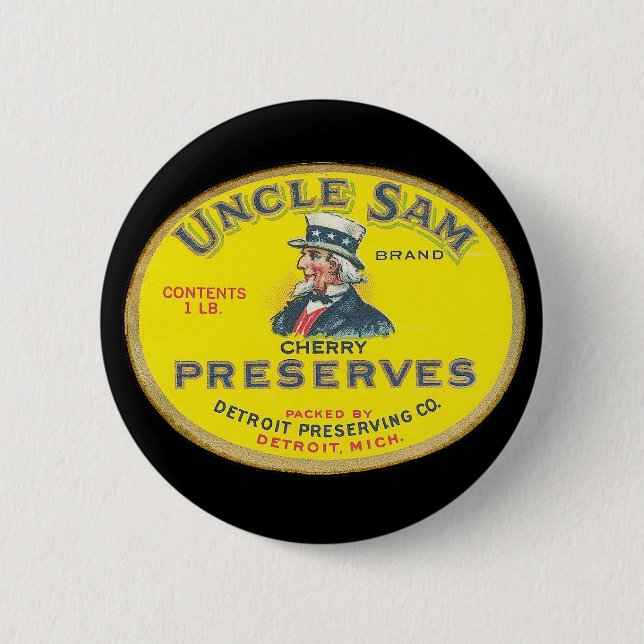 Uncle Sam Cherry Preserves 2 Inch Round Button (Front)