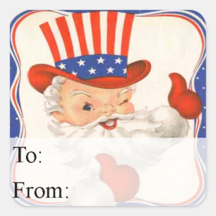 Uncle Sam Claus Vintage Christmas Gift Tag