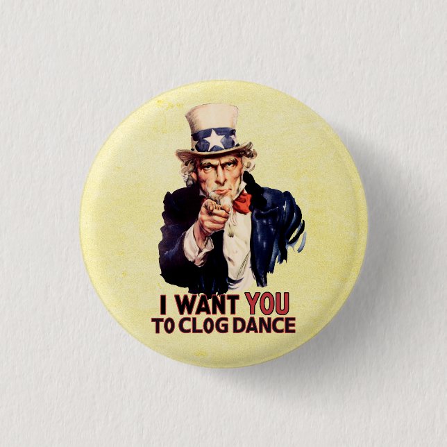 Uncle Sam Clogging Dance 1 Inch Round Button (Front)