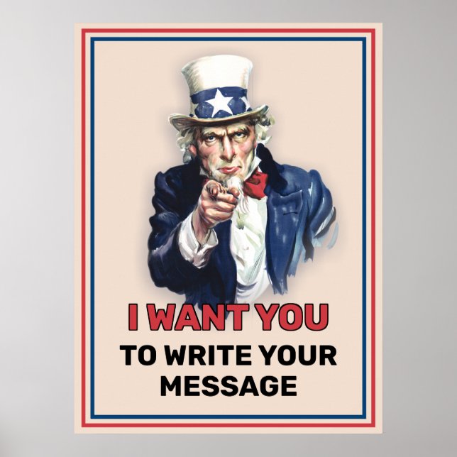 Uncle Sam Custom Text Recruiting Poster (Front)