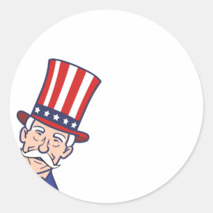 Uncle Sam Customizable 4th of July Classic Round Sticker