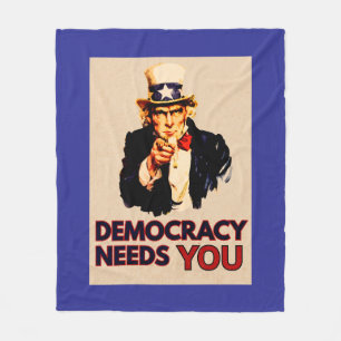 Uncle Sam 'Democracy Needs You' Fleece Blanket