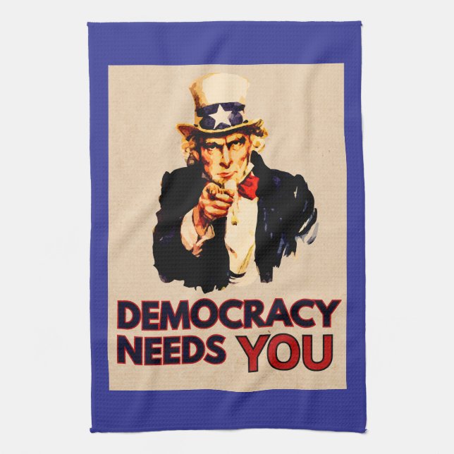 Uncle Sam 'Democracy Needs You'  Kitchen Towel (Vertical)