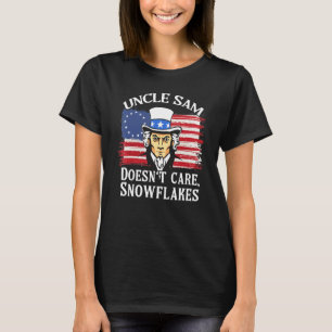Uncle Sam Doesn't Care Snowflakes American Flag_6 T-Shirt