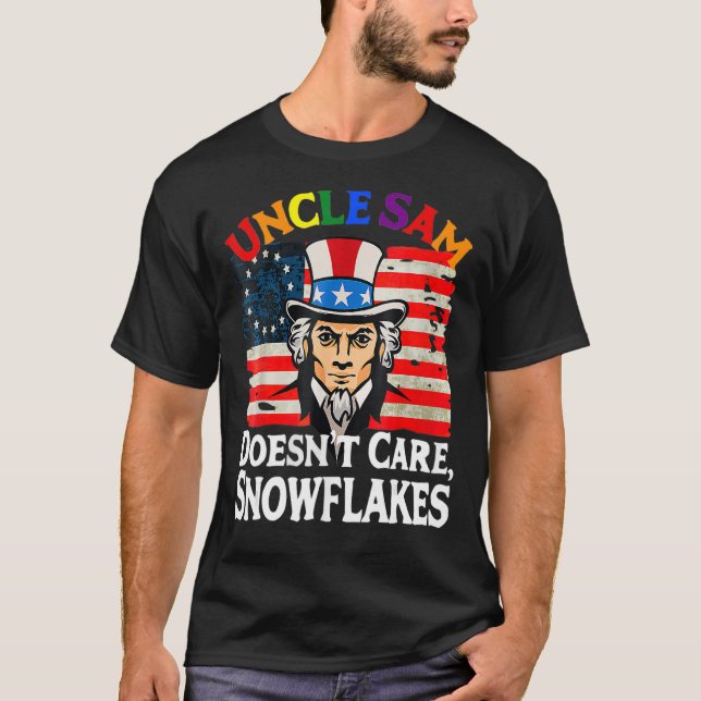 UNCLE SAM DOESN'T CARE SNOWFLAKES Funny American_4 T-Shirt (Front)