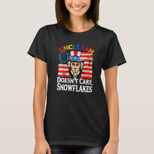 UNCLE SAM DOESN'T CARE SNOWFLAKES Funny American P T-Shirt