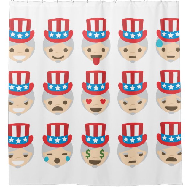 uncle sam emoji bathroom shower curtain (Front)